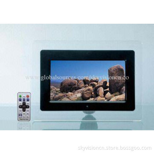 Digital photo frame with video loop play, easy to fixe on all kinds of shelf, encryption is optional